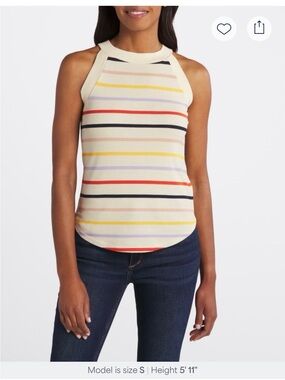 Threads 4 Thought Cream Halter Tank with Multi-Color Stripes